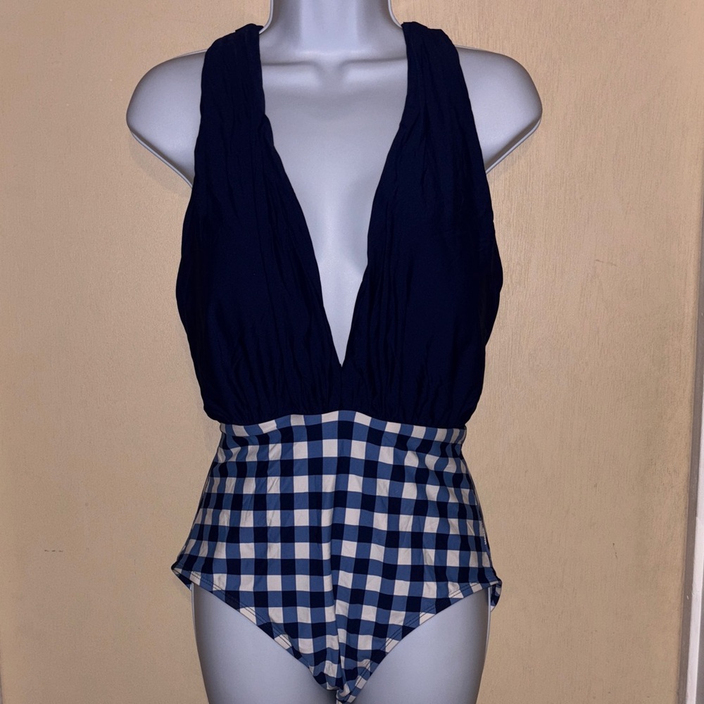 Sea Angel: Navy and White Checkered One Piece